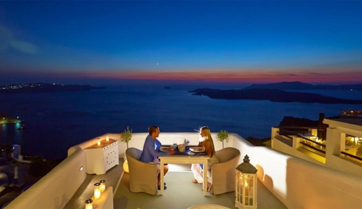 Santorini dinner view luxury