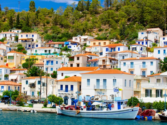 ishing boats poros backround