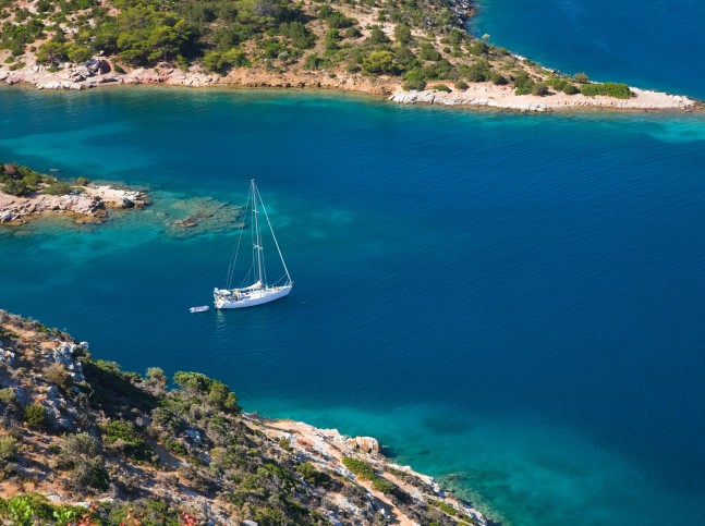 quiet bay Poros island