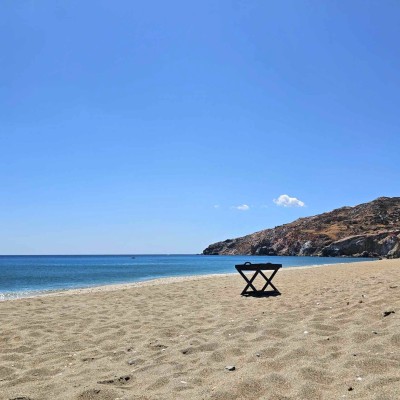 table on  milos beach